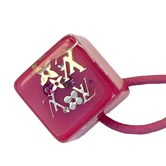 Louis Vuitton Inclusion Cube Hair Tie Pink or Red - Picture 3 of 7
